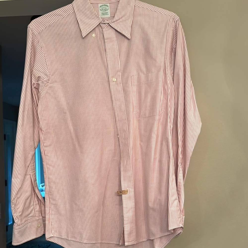 Brooks Brothers Pink and White Dress Shirt